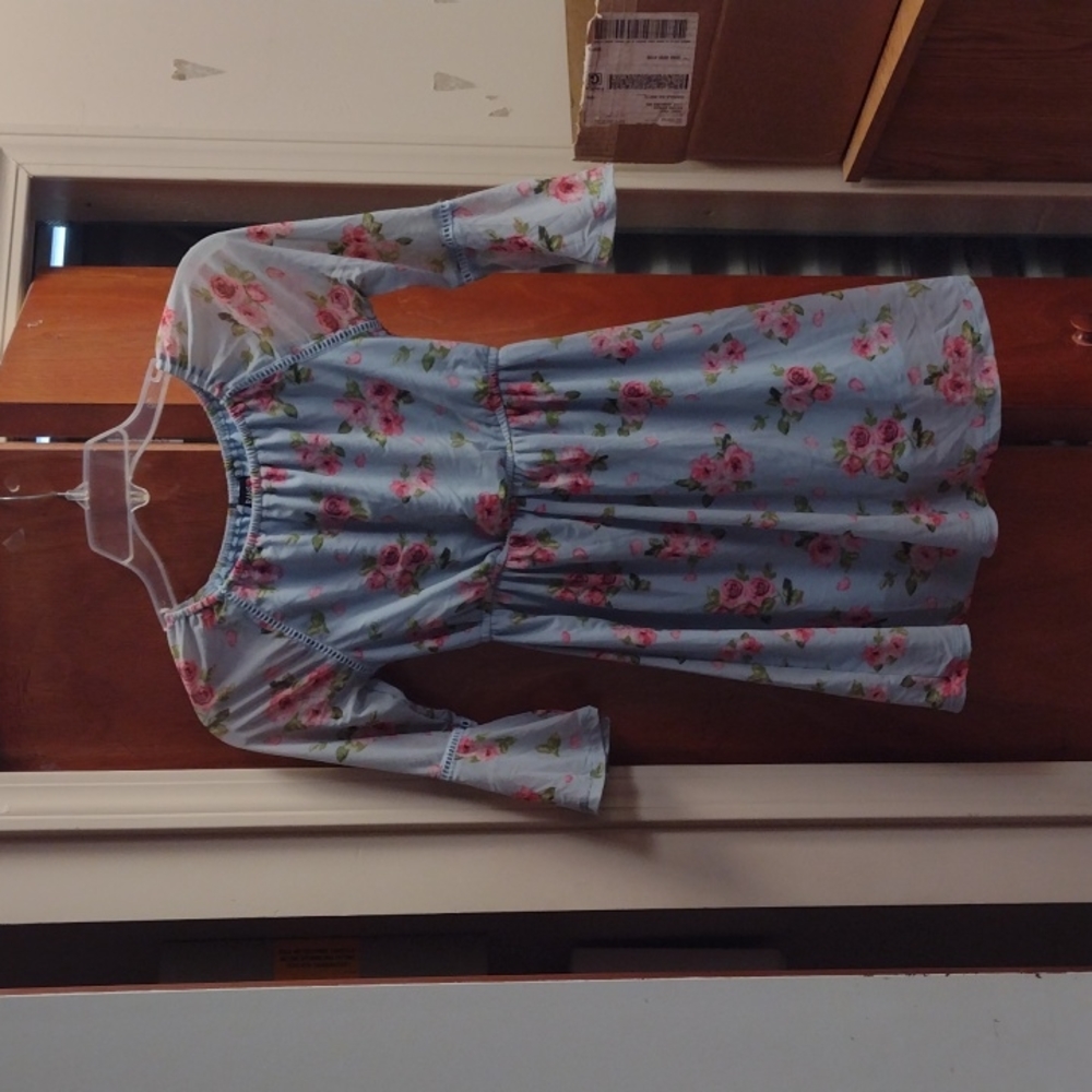 Ransom girl blue floral bell sleeve dress